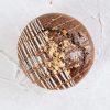 Cappuccino and Salted Caramel Whoopie Pie shot from above with a white textured background