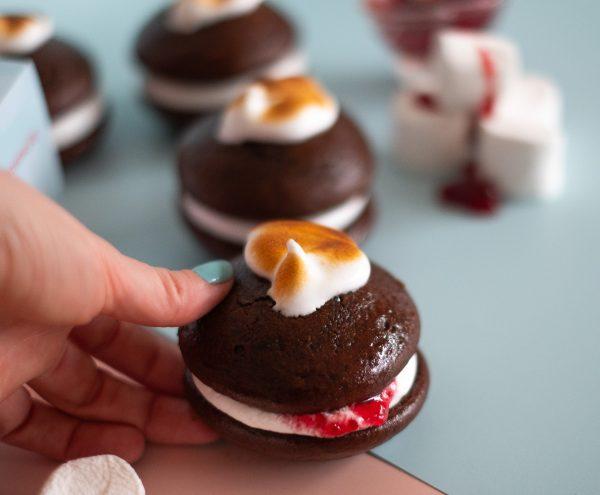 Chocolate and Toasted Marshmallow Whoopie Pie with jam